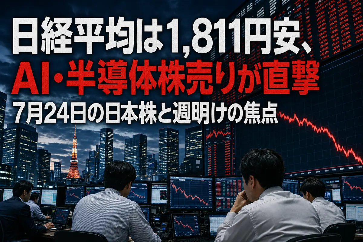 大幅下落した日本株市場のチャートを確認する取引画面。