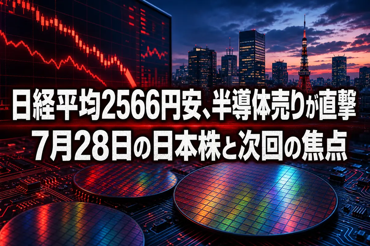 半導体株の急落で大幅安となった日本株市場を表すイメージ。