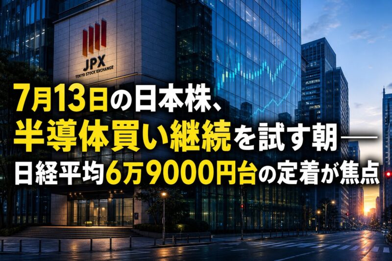 朝の東京証券取引所と市場動向を示すイメージ