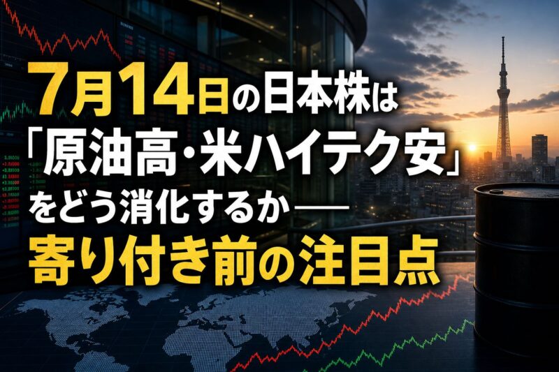 原油・海外株・為替を映す早朝の日本株市場イメージ