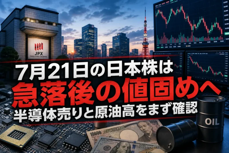 東京市場の寄り付き前に株価、為替、原油の動向を確認するモニター。