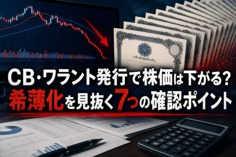 転換社債と新株予約権による株式希薄化を分析するイメージ。