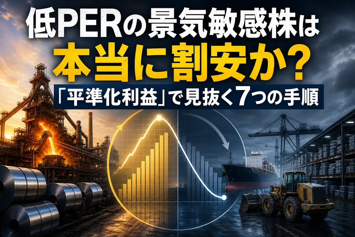 好況と不況を行き来する景気敏感企業の利益循環を表したイメージ。