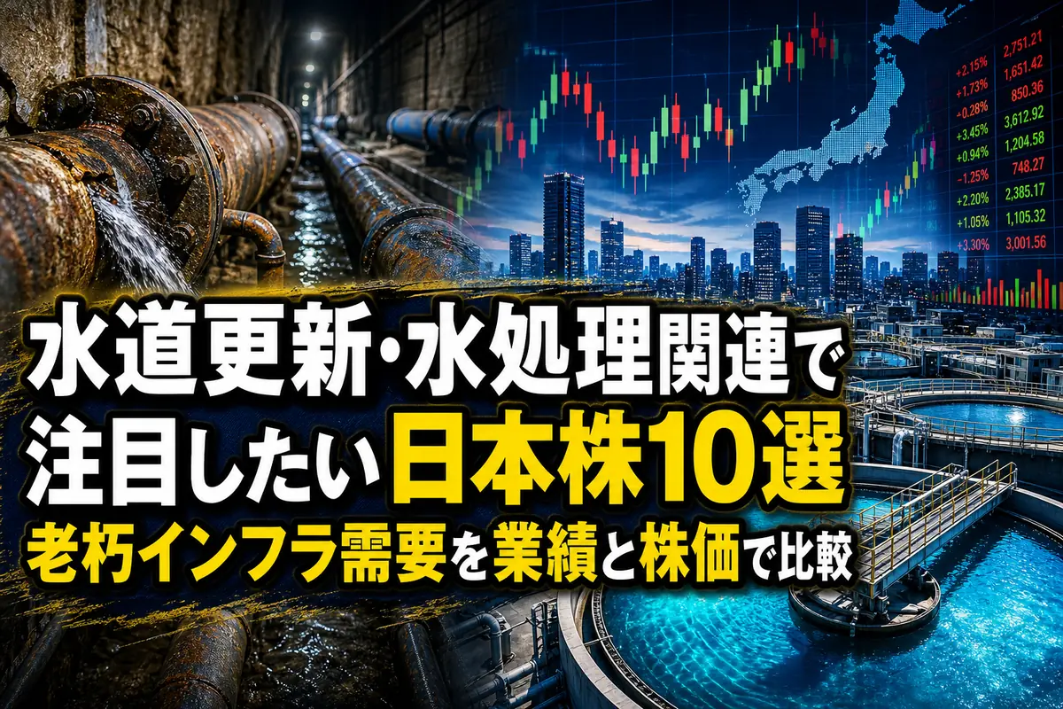 水道更新・水処理関連で注目したい日本株10選　老朽インフラ需要を業績と株価で比較