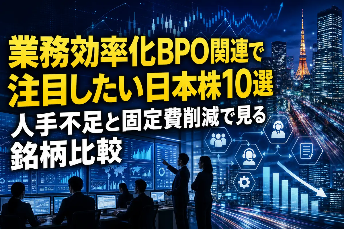 業務効率化BPO関連で注目したい日本株10選 人手不足と固定費削減で見る銘柄比較