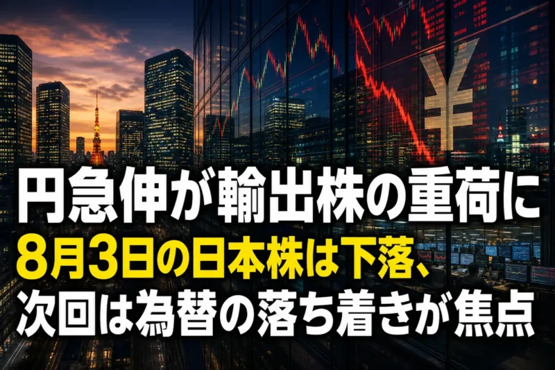 円高を映す為替画面と東京市場の株価ボード。