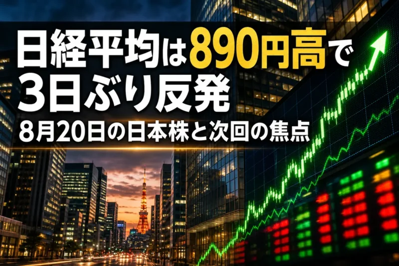 反発した日本株市場を象徴する東京金融街と株価チャート。
