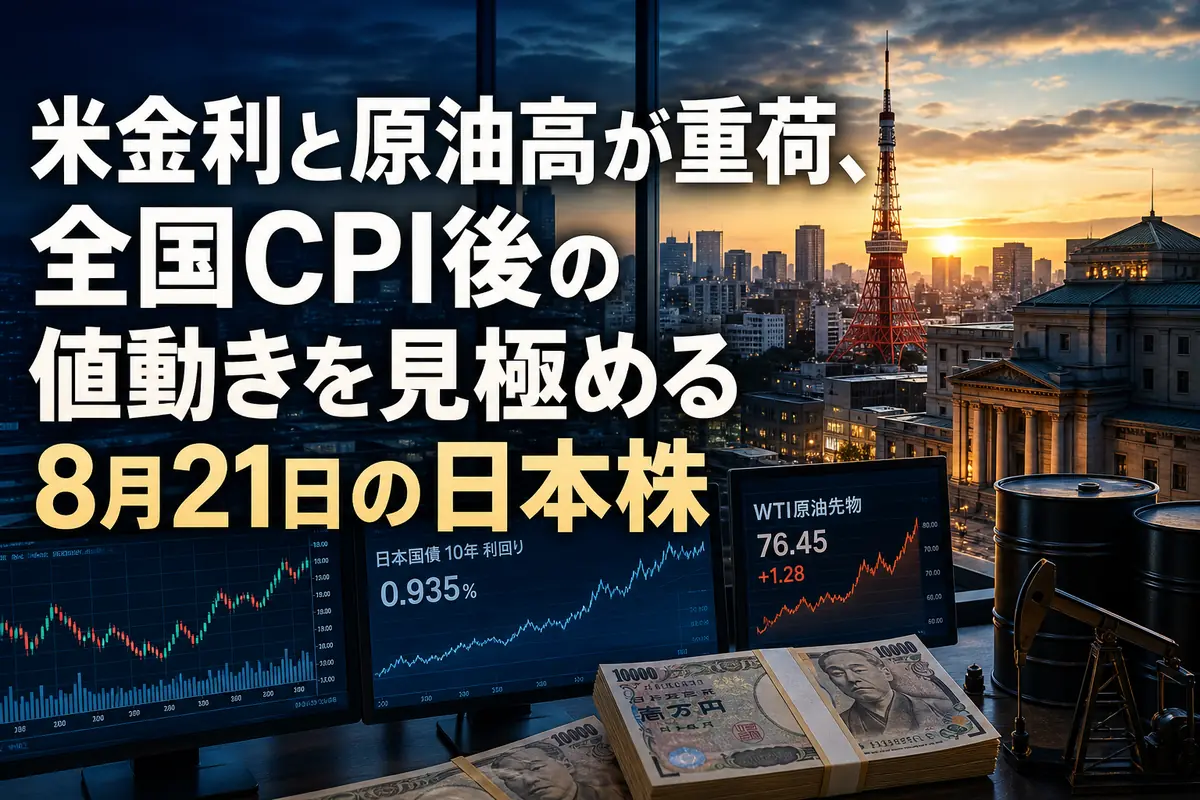 夜明けの東京で日本株の寄り付き前データを確認する市場モニター。