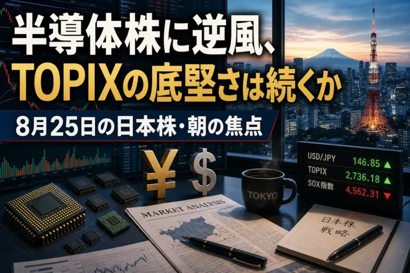 東京市場の寄り付き前に株価指数や為替を確認するイメージ。