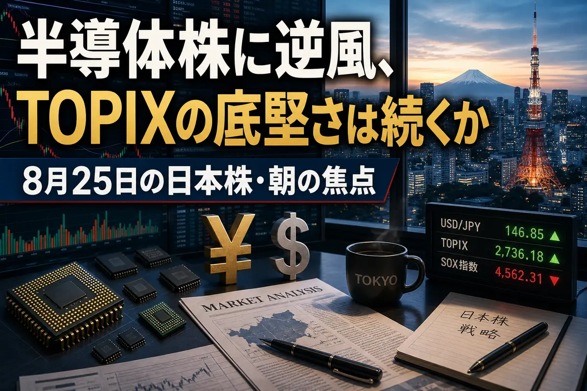 東京市場の寄り付き前に株価指数や為替を確認するイメージ。