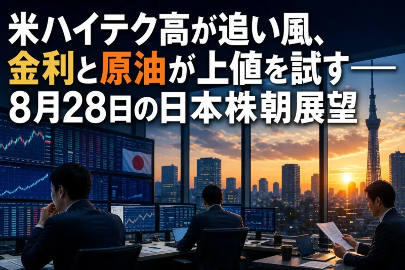 東京市場の寄り付き前に株価や為替を確認する金融市場のイメージ。