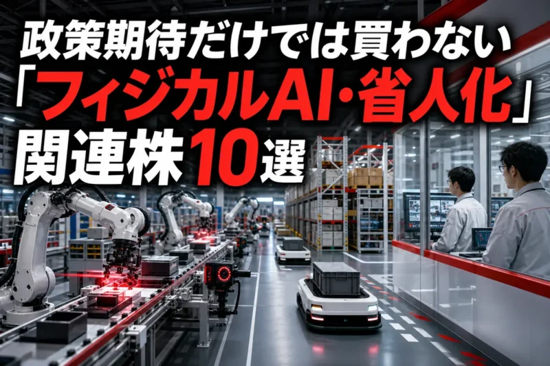 産業用ロボットと自動搬送設備が稼働するスマート工場。