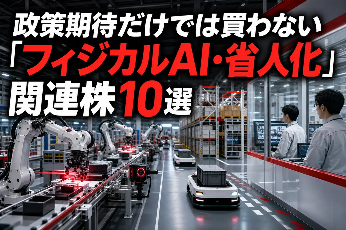 産業用ロボットと自動搬送設備が稼働するスマート工場。