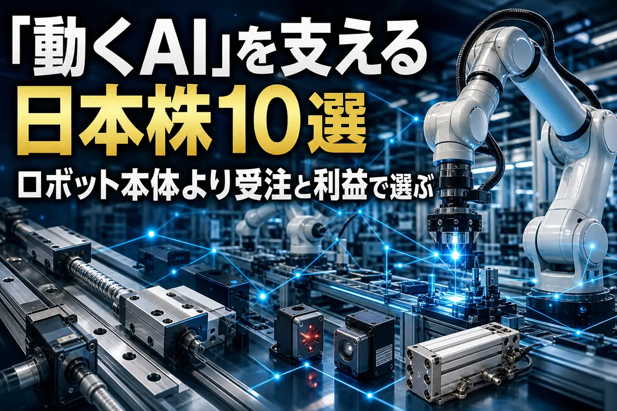 センサーや制御機器を備えたスマート工場で複数のロボットが稼働する様子。