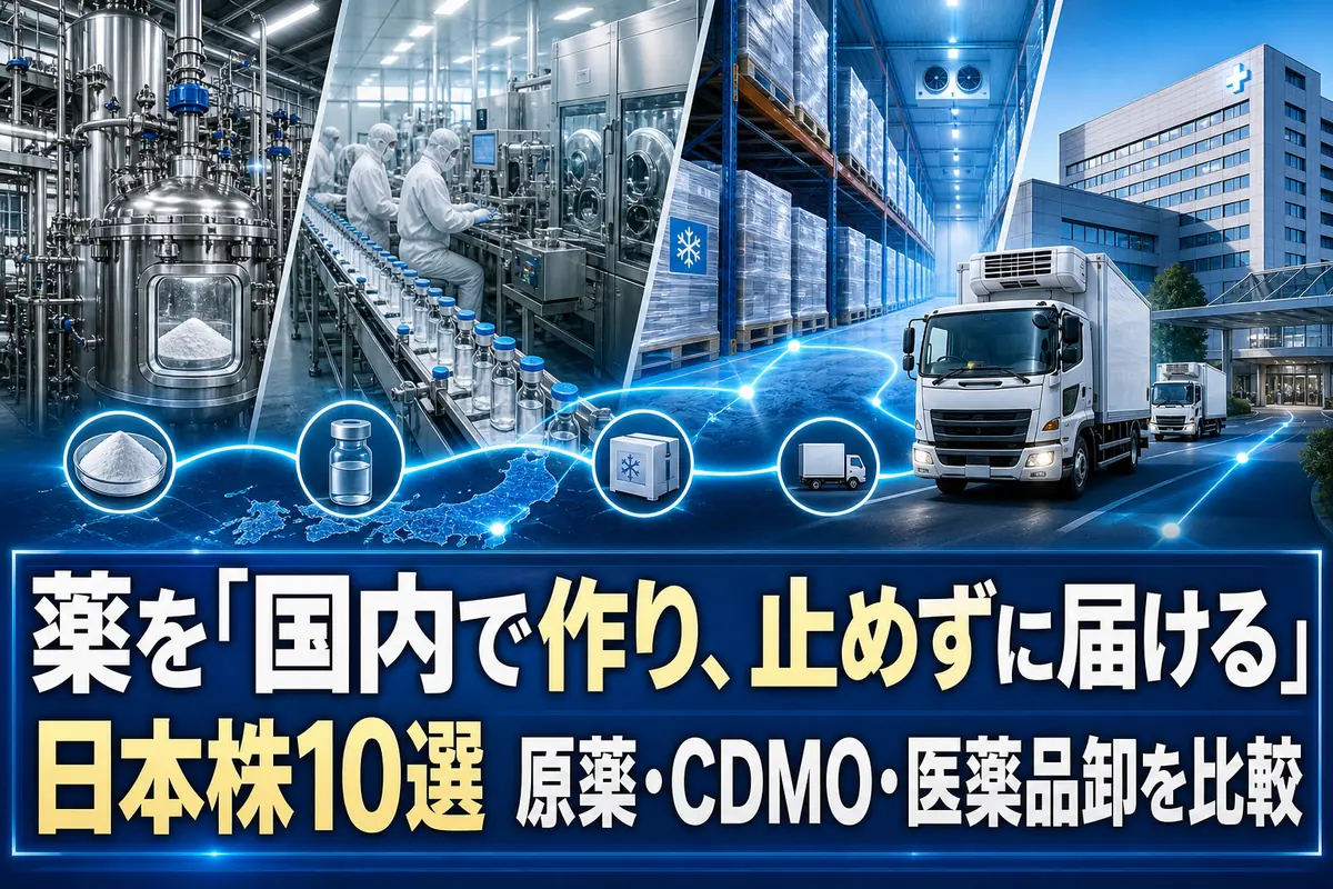 国内の医薬品工場から物流拠点と病院へつながる供給網のイメージ。
