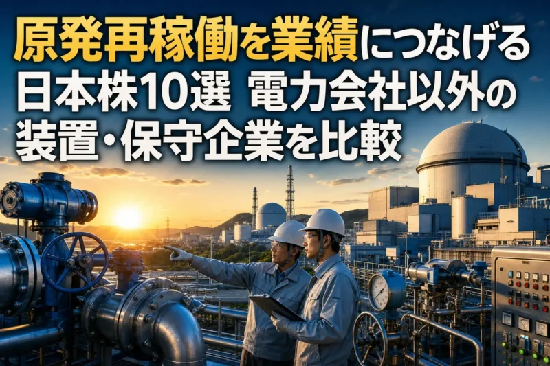 原子力発電所とバルブ、ポンプなどの産業設備を点検する技術者。