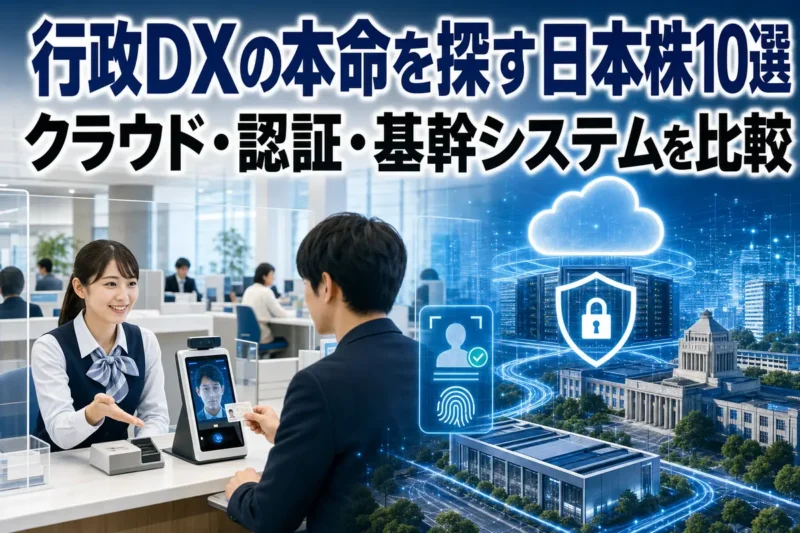 行政機関とクラウド、認証基盤が安全につながるイメージ。