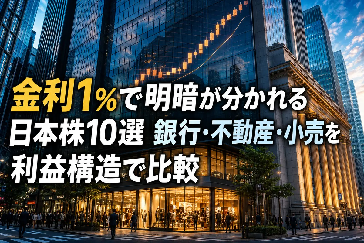 金利上昇下の銀行・不動産・小売を象徴する東京の街並み。