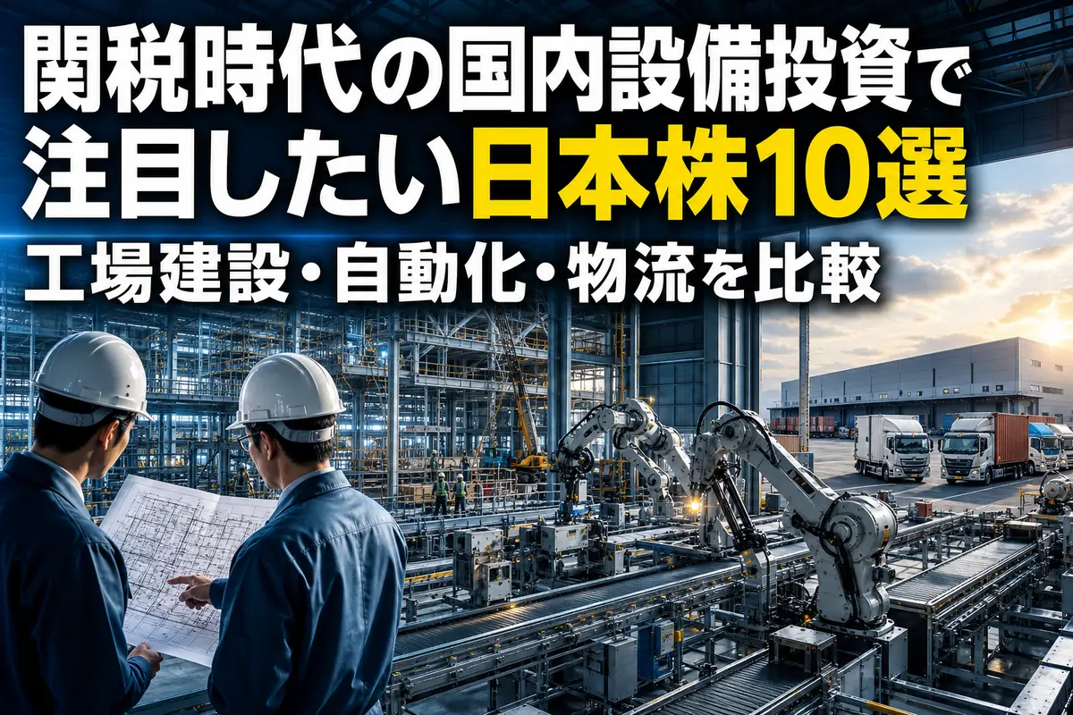 工場建設とロボット搬送、物流拠点が連動するスマートファクトリーのイメージ。