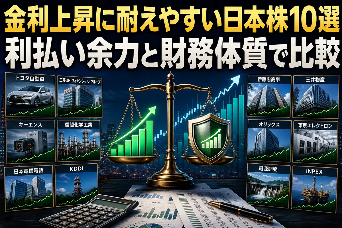 利払い余力と財務体質を比較する日本株分析のイメージ。