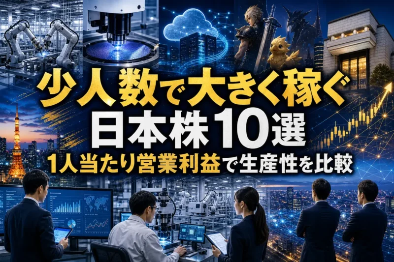 少人数で高い利益を生む日本企業の事業モデルを表したイメージ。