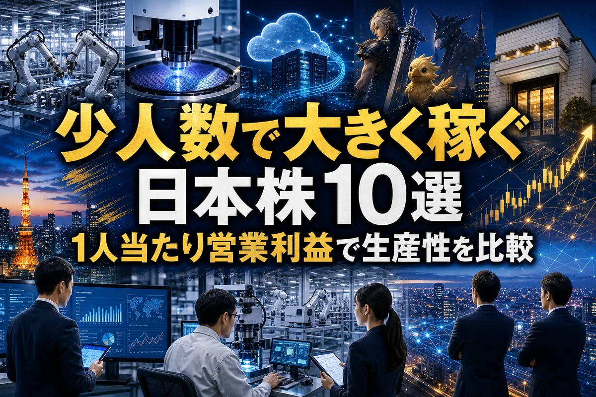 少人数で高い利益を生む日本企業の事業モデルを表したイメージ。