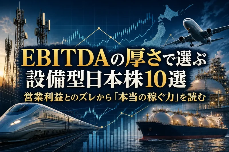 通信・鉄道・資源・海運など設備型企業を財務指標で比較するイメージ。