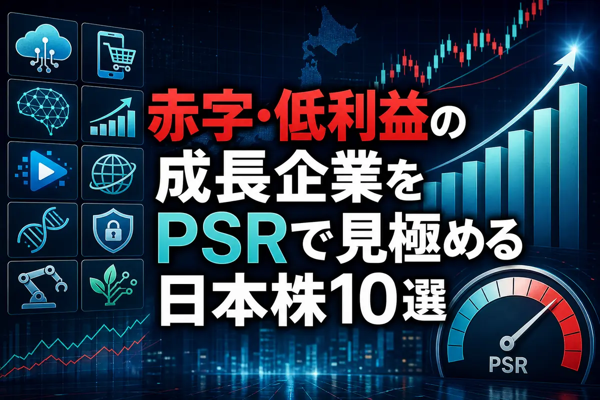 成長企業の売上高と株価評価を比較するイメージ。