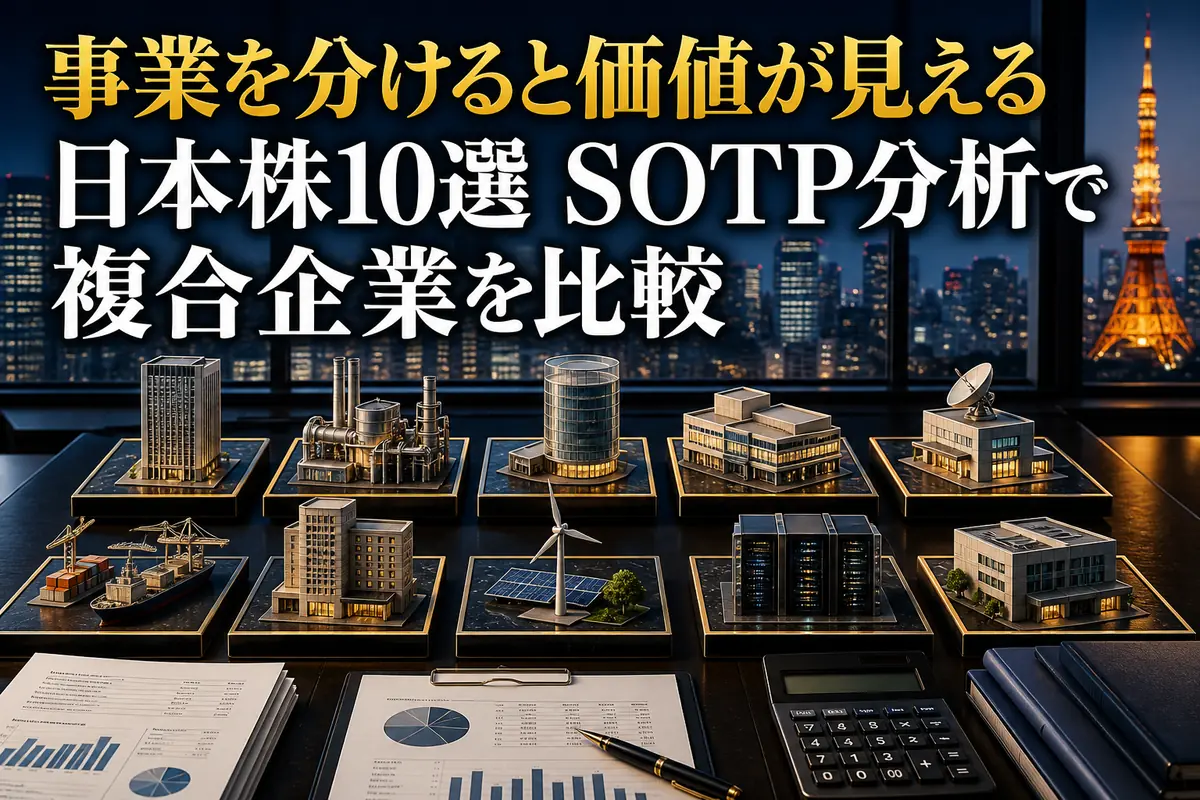複数事業の価値を分けて分析する投資リサーチのイメージ。