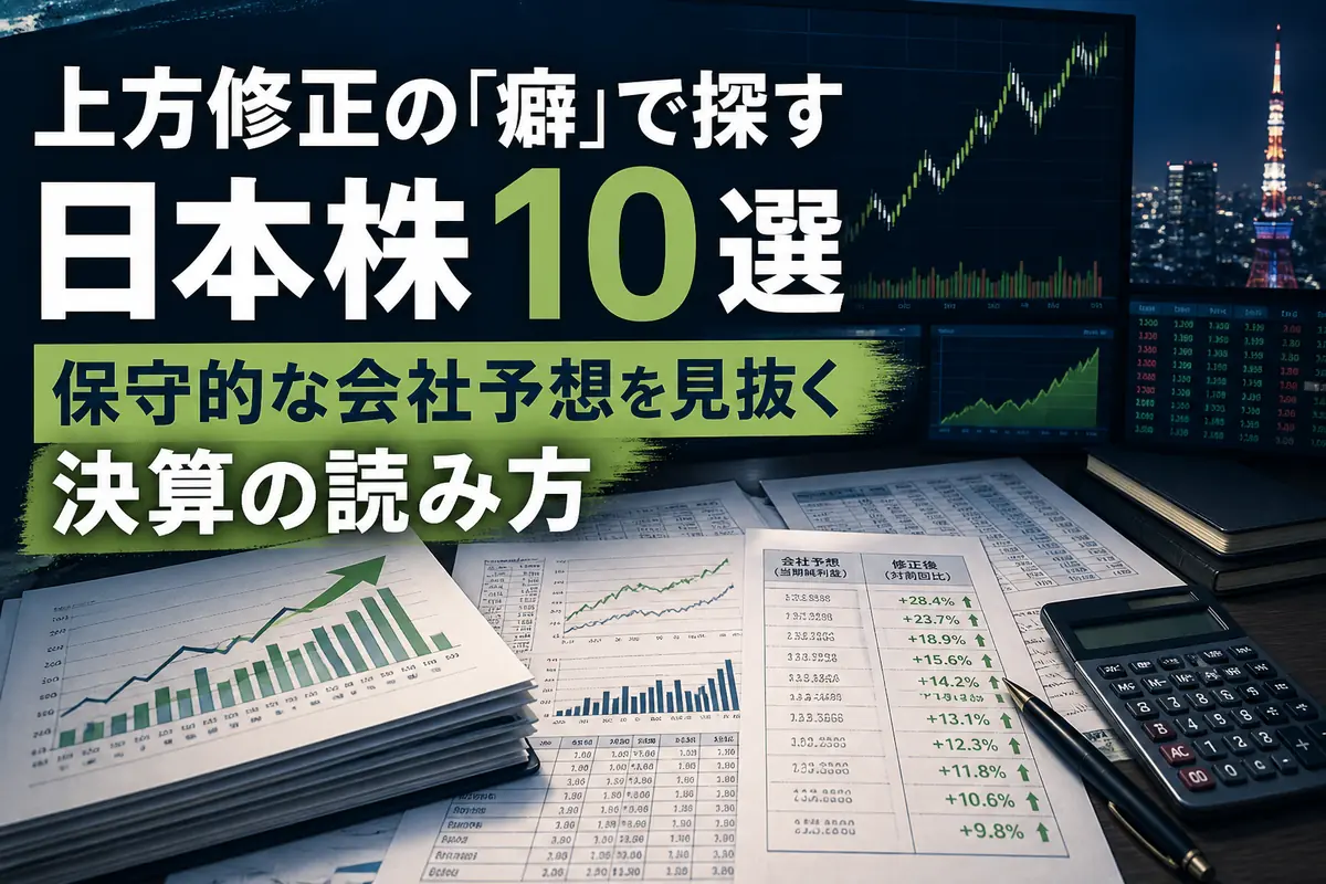 決算資料と業績予想の推移を分析する投資リサーチのイメージ。