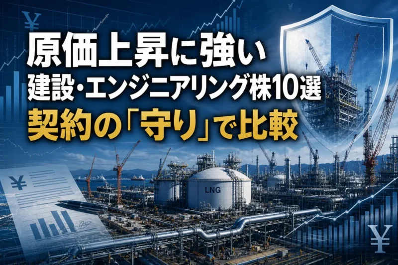 大型建設・プラント工事と契約による原価管理を表したイメージ。