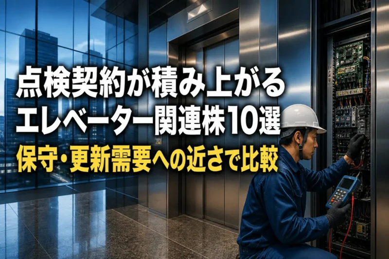 エレベーターの制御盤を点検する保守技術者。