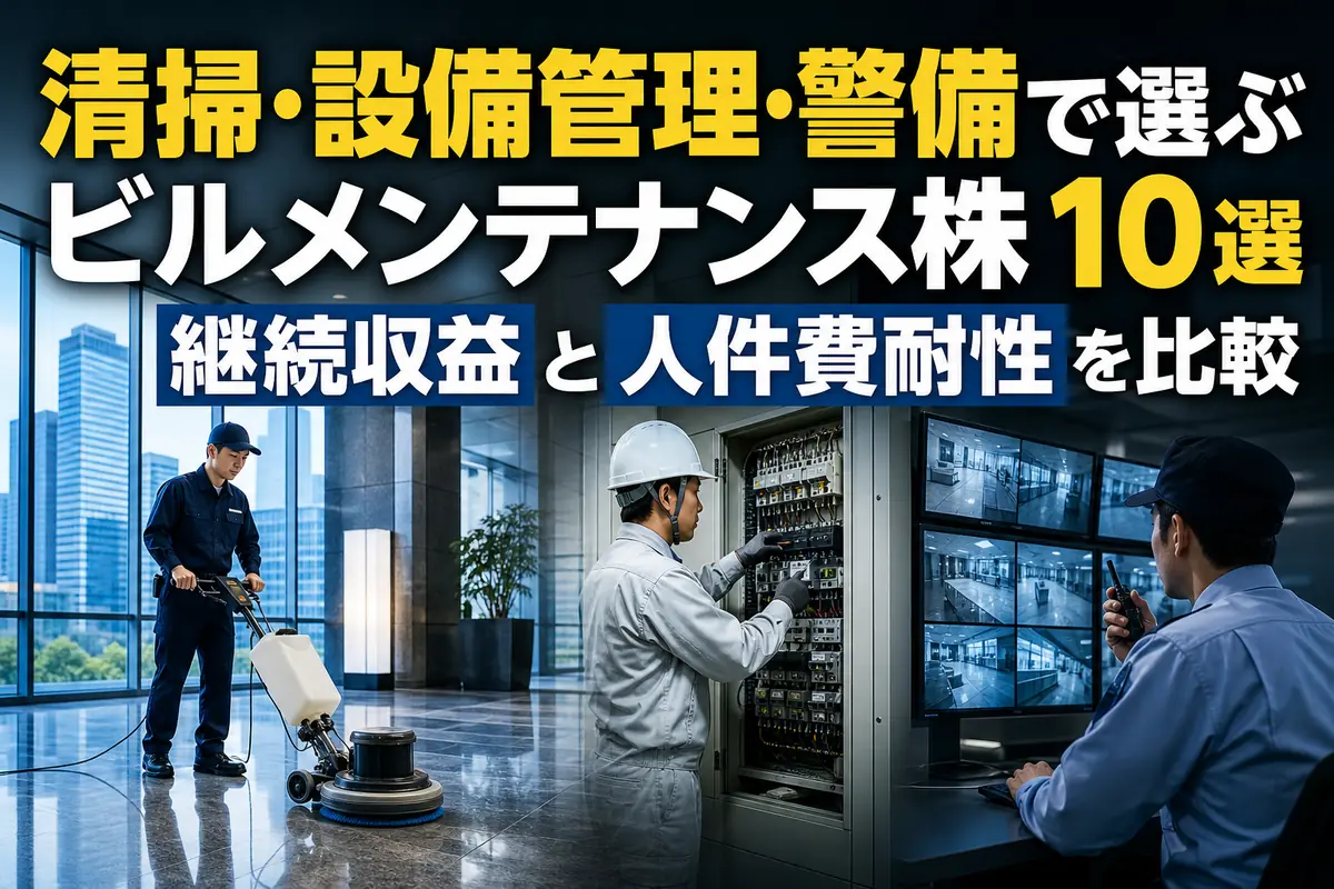 清掃・設備点検・警備に携わるビルメンテナンス担当者のイメージ。