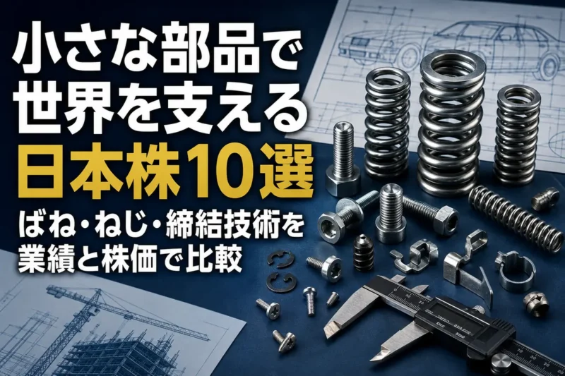 精密ばねやねじ、高強度ボルトを並べた工業部品のイメージ。