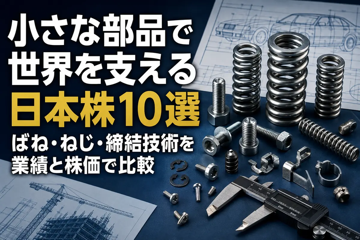 精密ばねやねじ、高強度ボルトを並べた工業部品のイメージ。