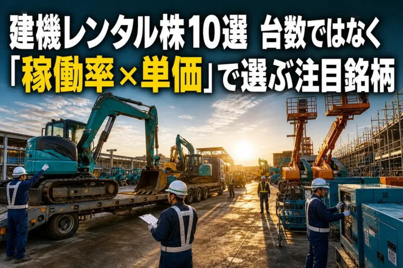 建設機械レンタル拠点で建機の出庫と点検が進む様子。