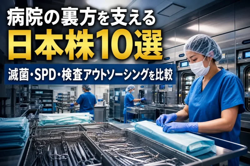 病院の滅菌部門で医療器材を管理するスタッフと設備。