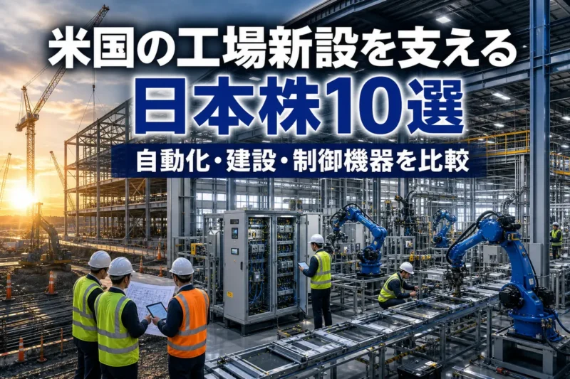 北米の工場建設と自動化設備を表現したイメージ。
