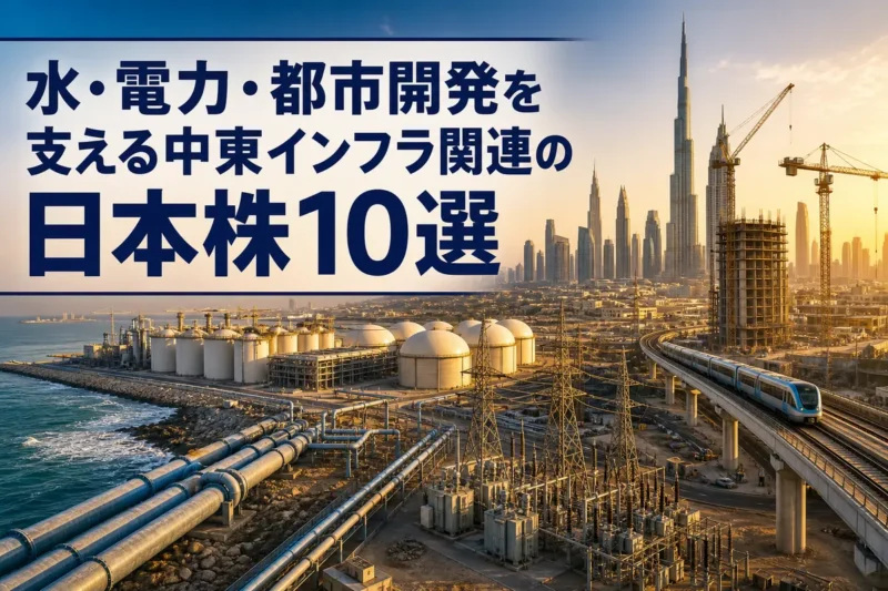 中東の沿岸都市に広がる淡水化設備、送電網、鉄道などのインフラ。