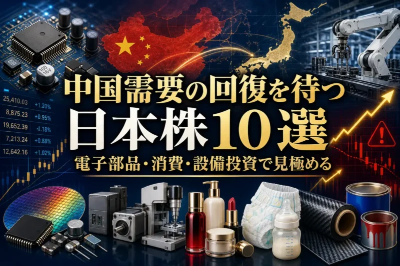中国市場と関わる日本の電子部品、消費財、設備投資企業を表したイメージ。