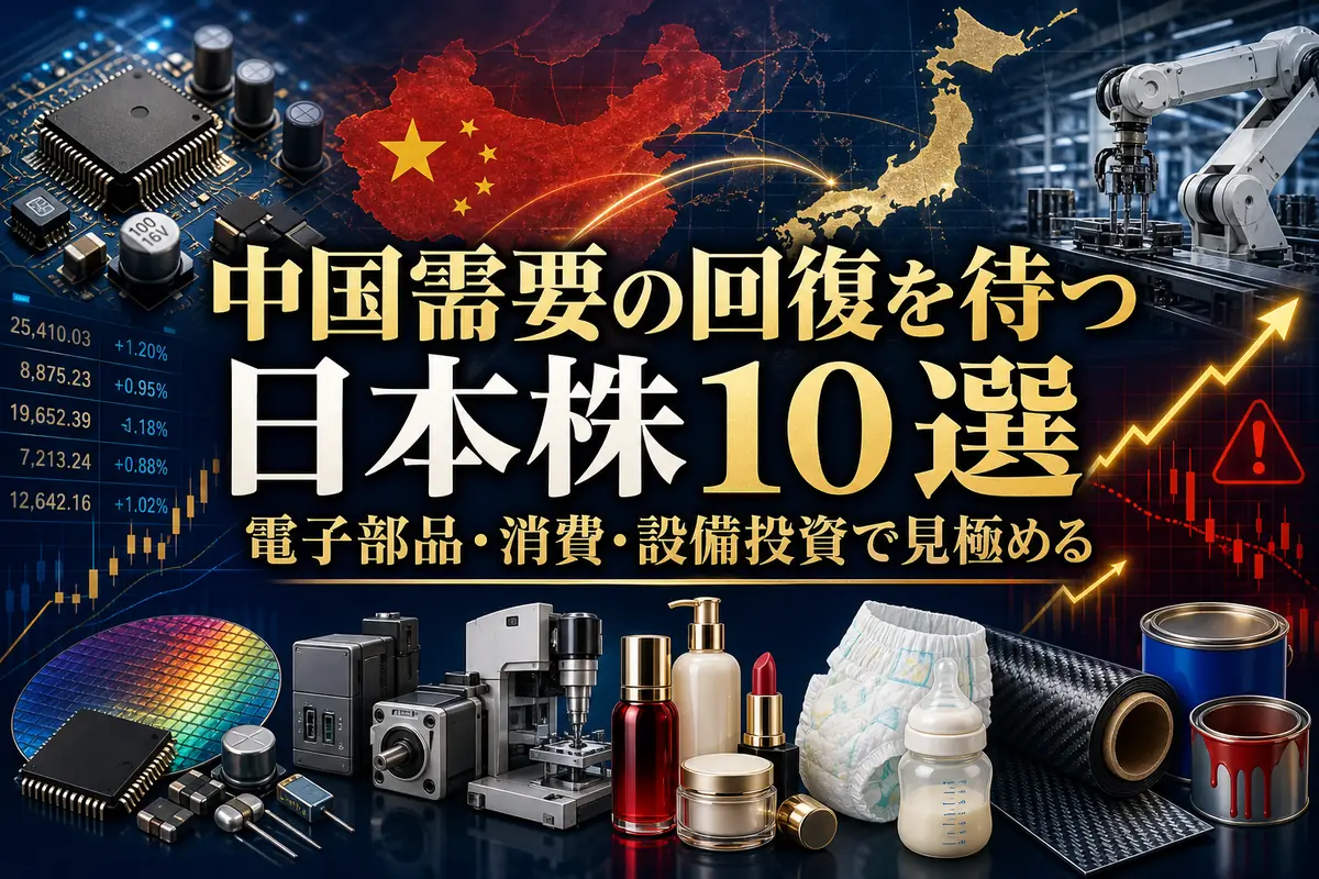 中国市場と関わる日本の電子部品、消費財、設備投資企業を表したイメージ。