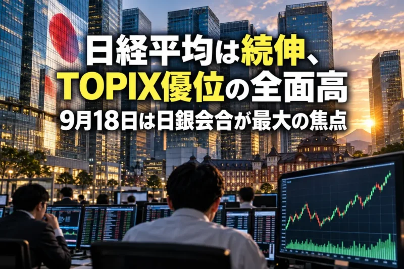 取引終了後の東京市場と緩やかな上昇チャートを表したイメージ。