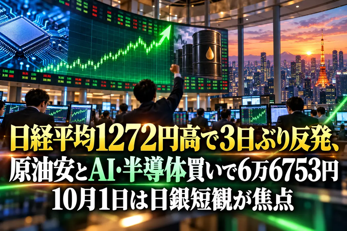株価ボードの上昇チャートと東京の街並み