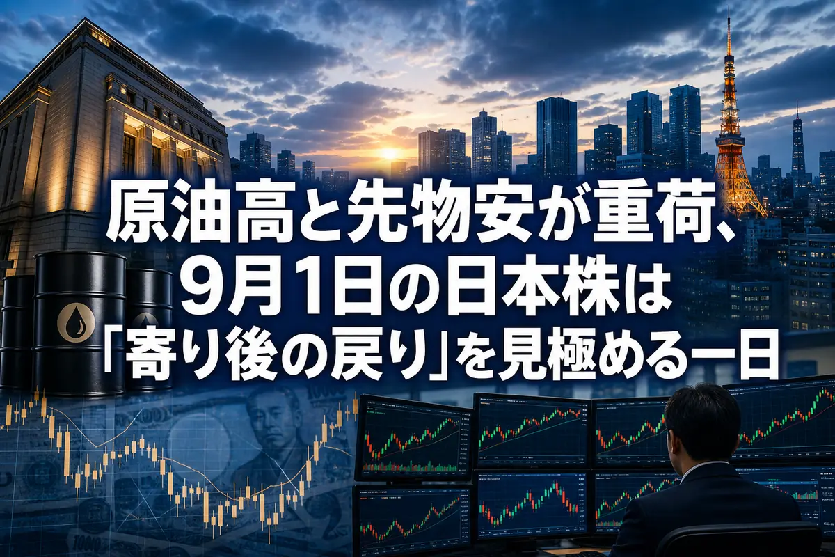 東京市場の寄り付きを前に株価・為替・原油の動向を確認するイメージ。