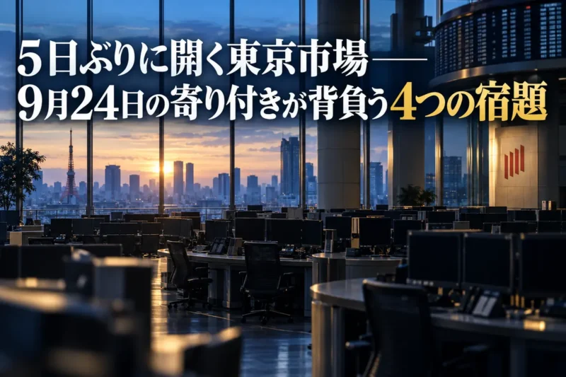 連休明けの再開を前に静まり返った早朝の東京の取引フロア